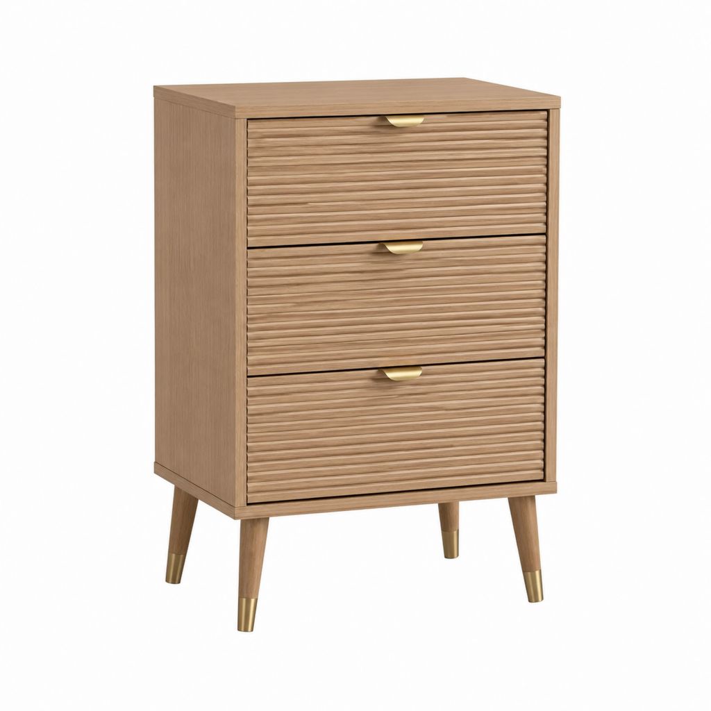 Nachttisch mit 3 Schubladen Eichenholzoptik MDF rechteckig 45 x 35 x 70 cm