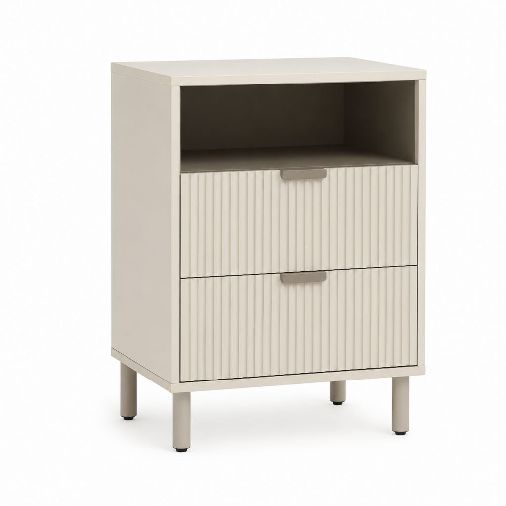 Nachttisch mit 2 Schubladen Beige MDF rechteckig 40 x 35 x 60 cm