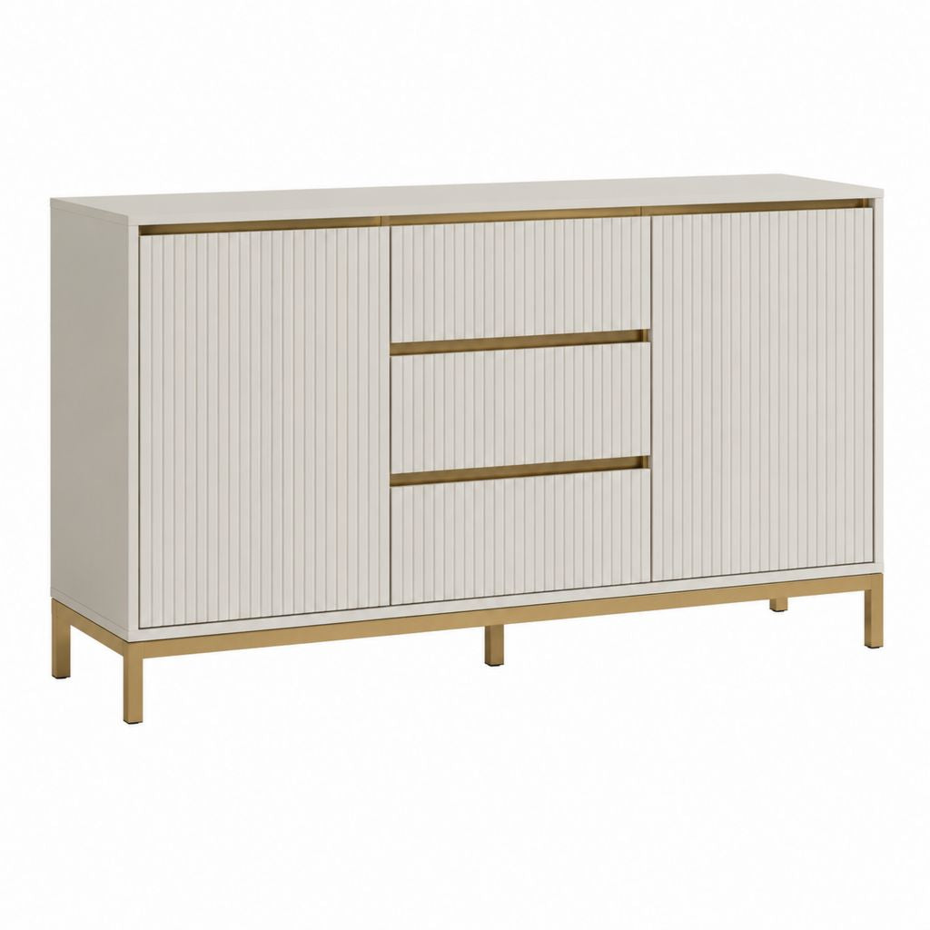 Kommode Weiß MDF Rechteckig mit 2 Türen 3 Schubladen 120 x 40 x 80 cm
