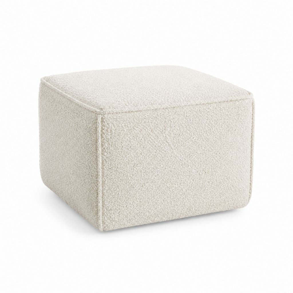 Fußhocker Creme Polyester-Bouclé quadratisch 45 x 45 x 45 cm