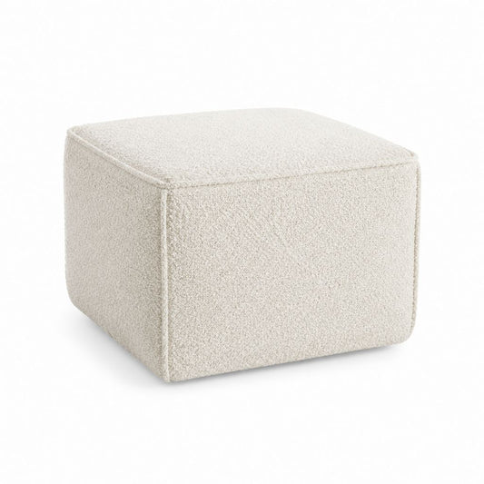 Fußhocker Creme Polyester-Bouclé quadratisch 45 x 45 x 45 cm