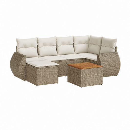 Gartenlounge Set 5-teilig Beige PE-Rattan L-förmig 250 x 190 x 85 cm