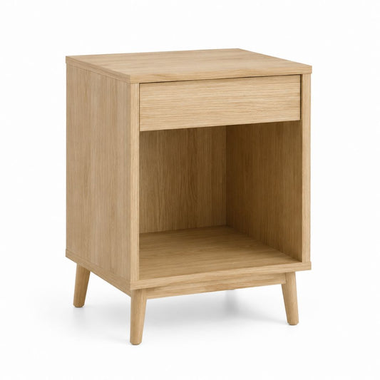 Nachttisch Eiche hell Holzwerkstoff rechteckig mit Schublade und offenem Fach 40 x 35 x 60 cm