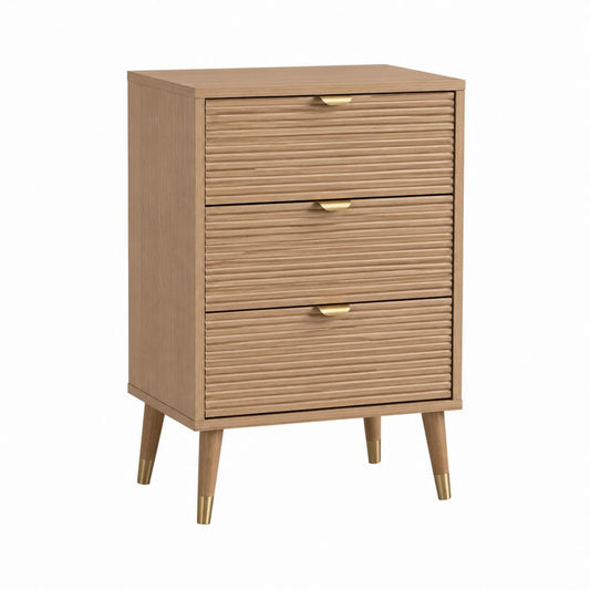 Nachttisch mit 3 Schubladen Eichenholzoptik MDF rechteckig 45 x 35 x 70 cm