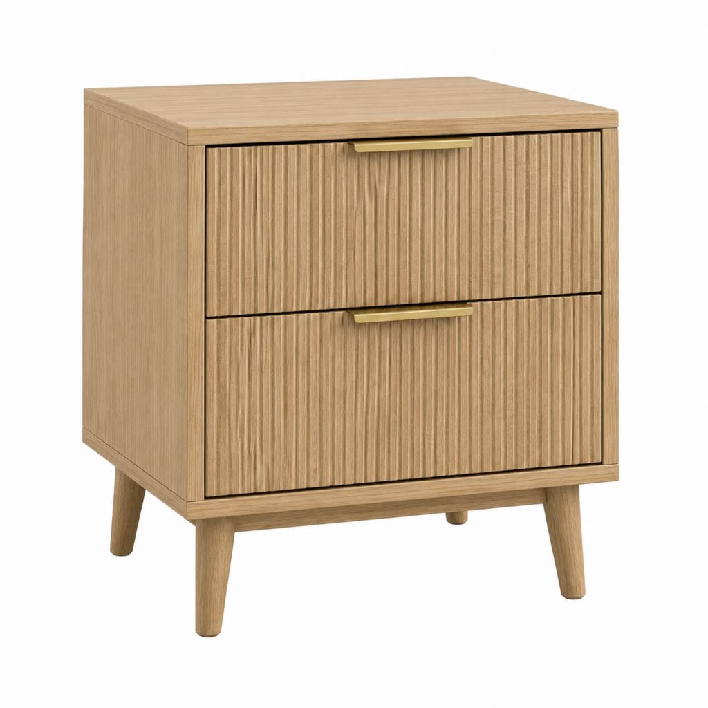 Nachttisch mit 2 Schubladen Eichefarben MDF mit Eichenfurnier rechteckig 40 x 35 x 55 cm