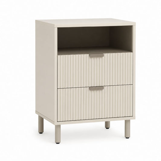 Nachttisch mit 2 Schubladen Beige MDF rechteckig 40 x 35 x 60 cm