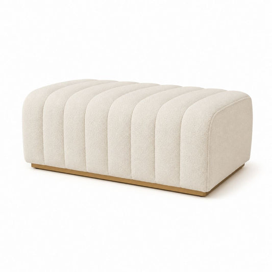 Fußhocker Cremeweiß mit Polyester-Bouclé Bezug rechteckig 100 x 60 x 45 cm